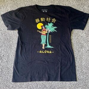 Riot Society Black T-Shirt with Palm Tree Graphic
